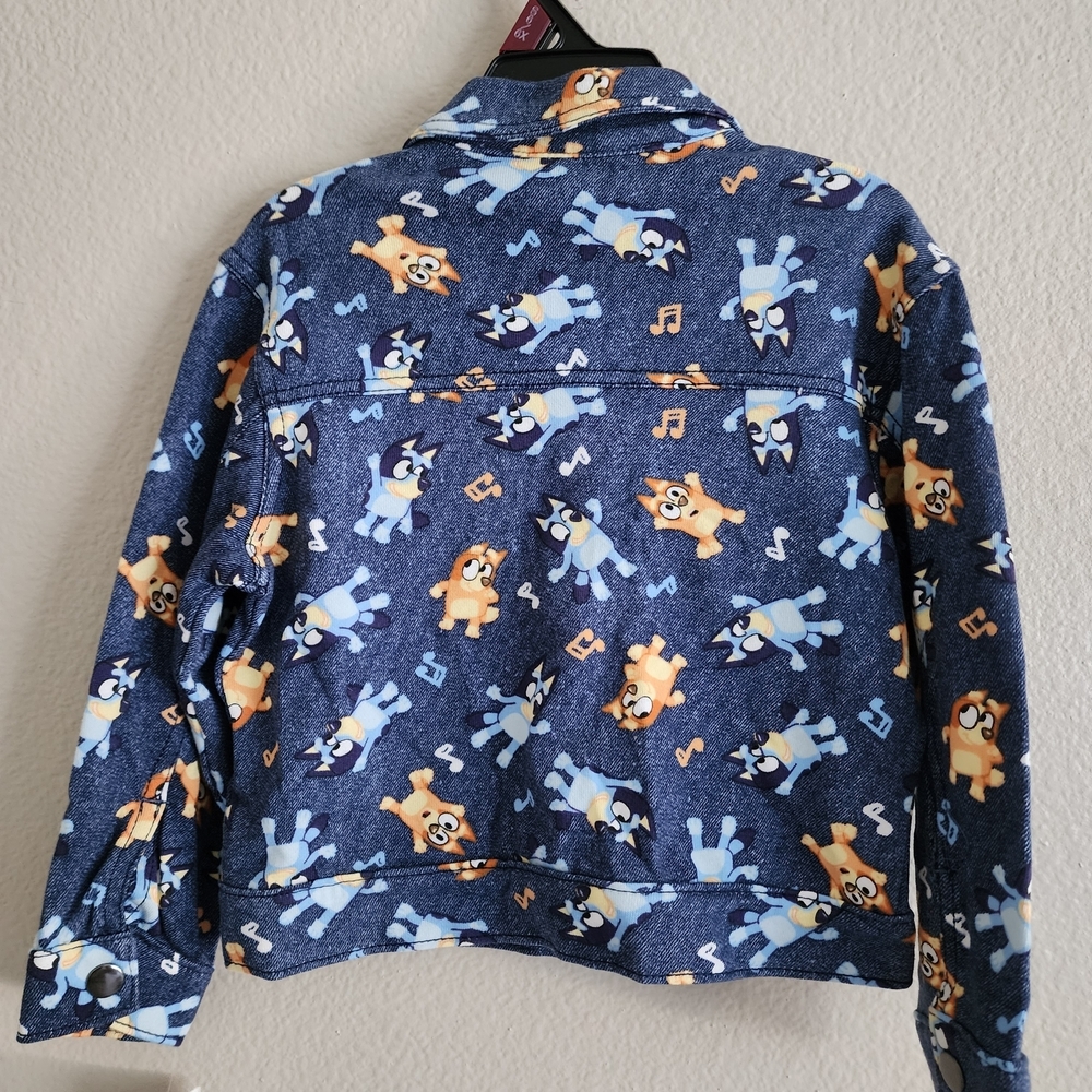 NWT Bluey & Bingo Toddler Knit Denim Jacket Size 3T Blue Musical Notes - Picture 5 of 5